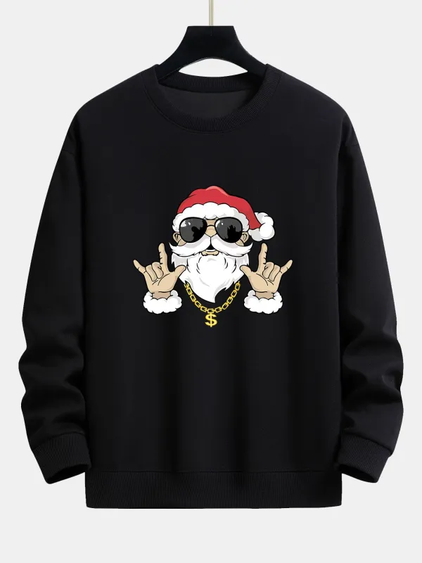 Hip Hop Santa Print Relax Fit Sweatshirt made by Hoooyi