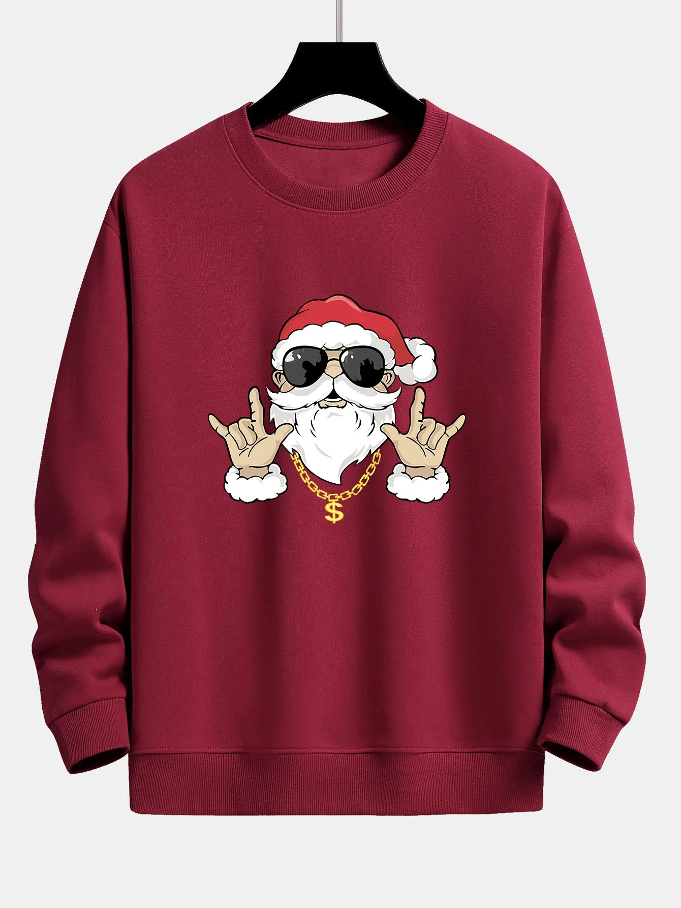 Hip Hop Santa Print Relax Fit Sweatshirt sold by Hoooyi product image thumbnail 5
