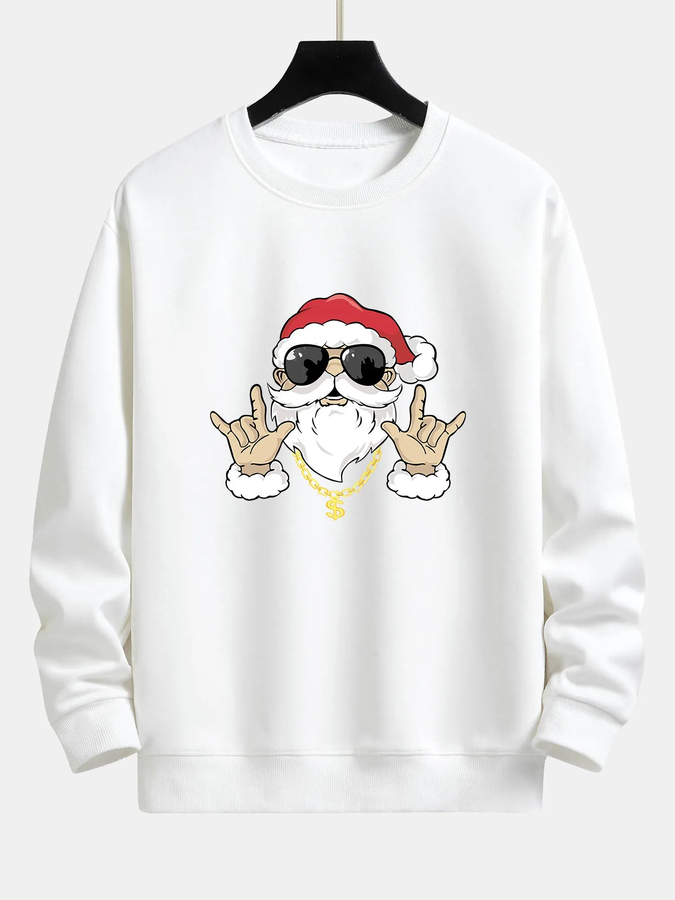 Hip Hop Santa Print Relax Fit Sweatshirt sold by Hoooyi product image thumbnail 4
