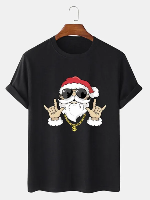 Hip Hop Santa Print T-Shirt sold by Hoooyi