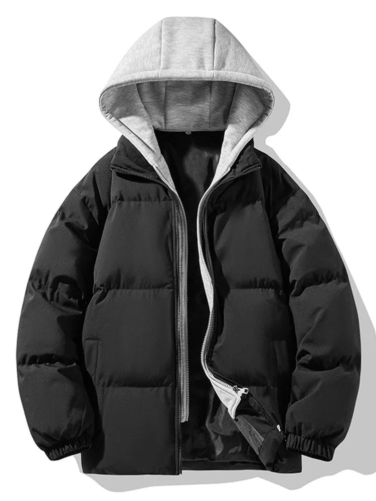 Contrast Detachable Hooded Puffer Coat sold by Hoooyi product image thumbnail 3