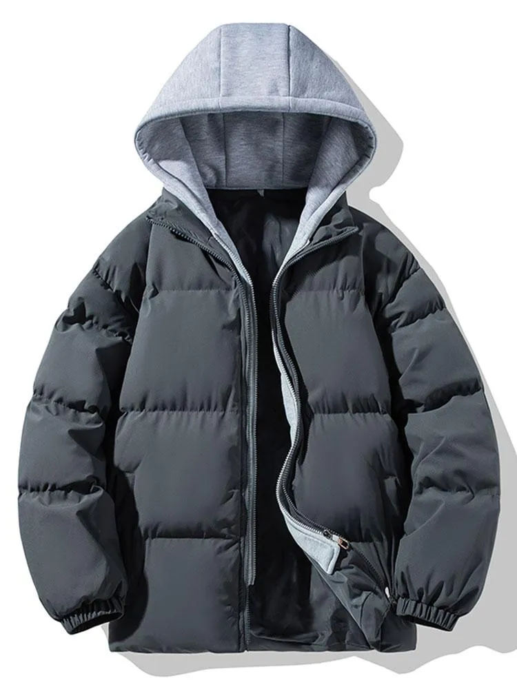 Contrast Detachable Hooded Puffer Coat sold by Hoooyi product image thumbnail 5
