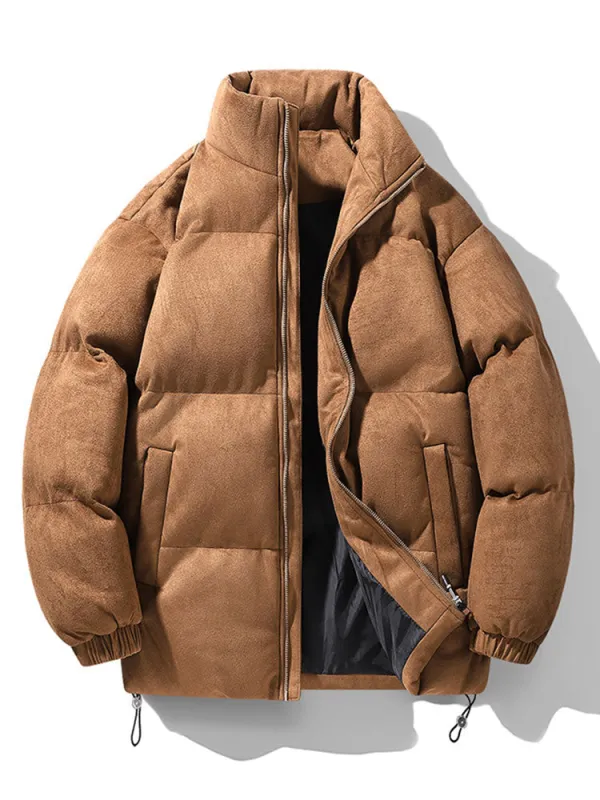 Funnel Neck Faux Suede Puffer Coat sold by Hoooyi