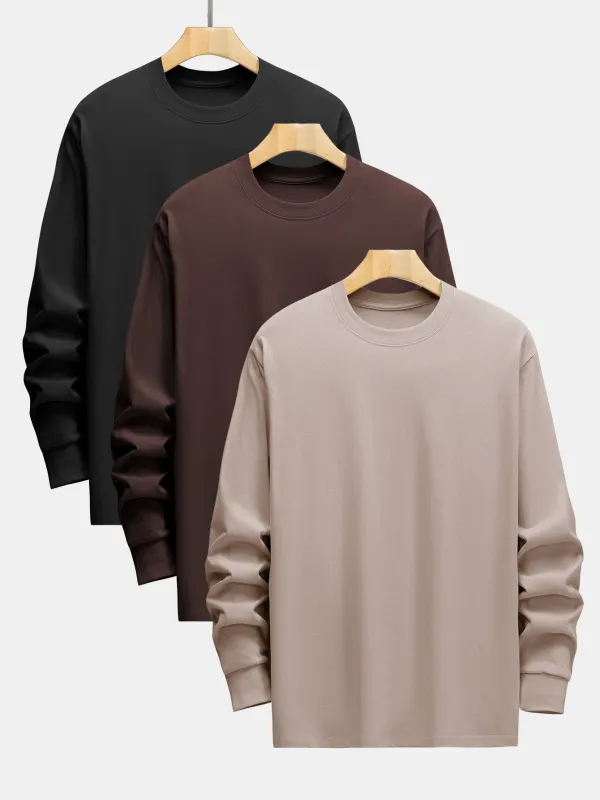 3 Pieces Basic Long Sleeve Heavy Weight T-Shirts sold by Hoooyi