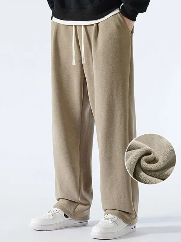 Polar Fleece Loose Fit Straight Leg Pants sold by Hoooyi