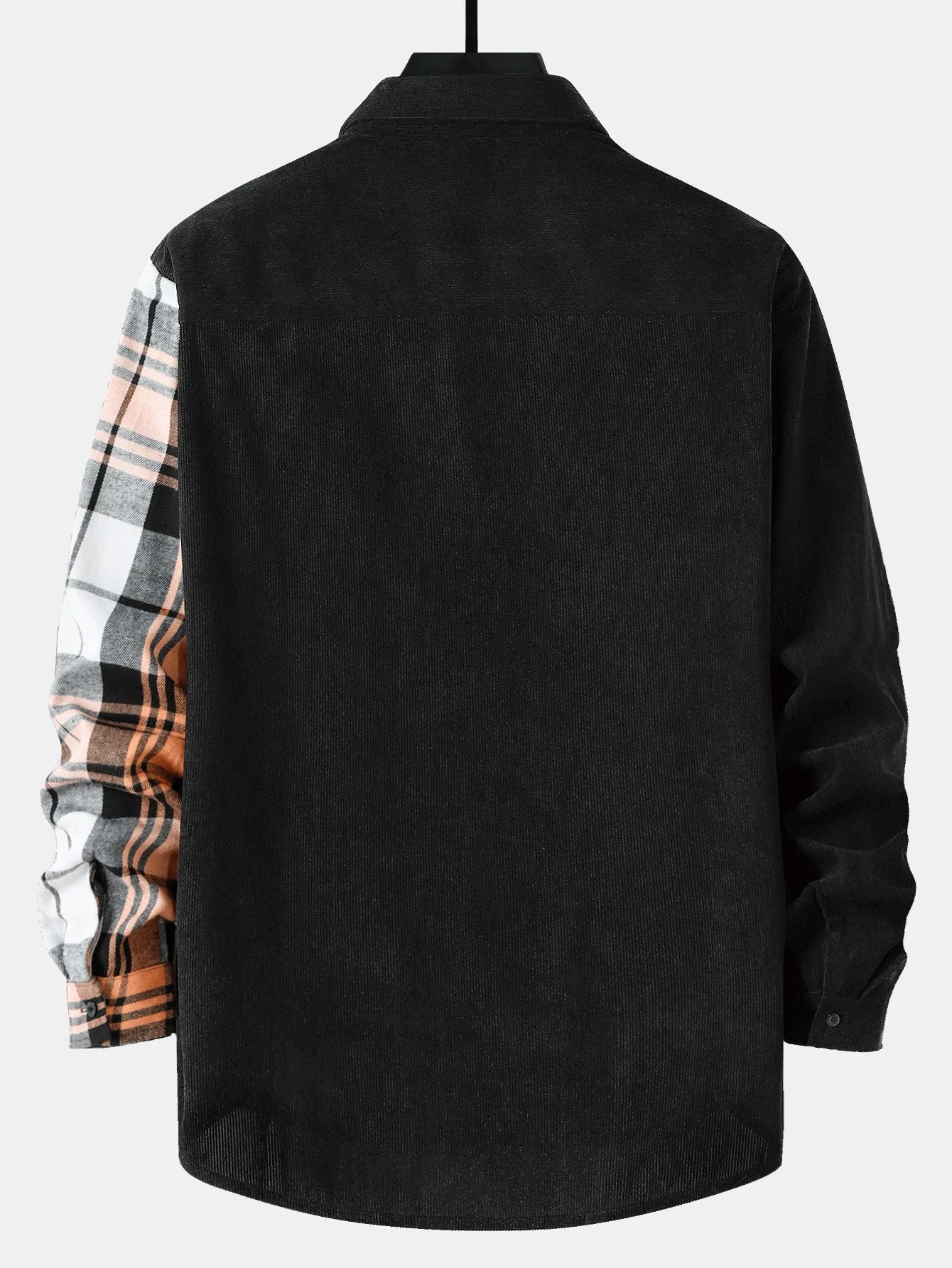 Long Sleeve Plaid Corduroy Patchwork Shirt sold by Hoooyi product image thumbnail 2