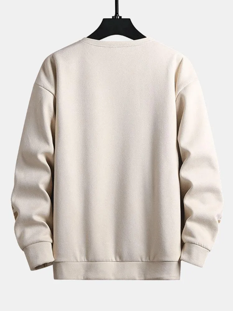 Letter Print Suede Crew Neck Sweatshirt sold by Hoooyi product image thumbnail 5