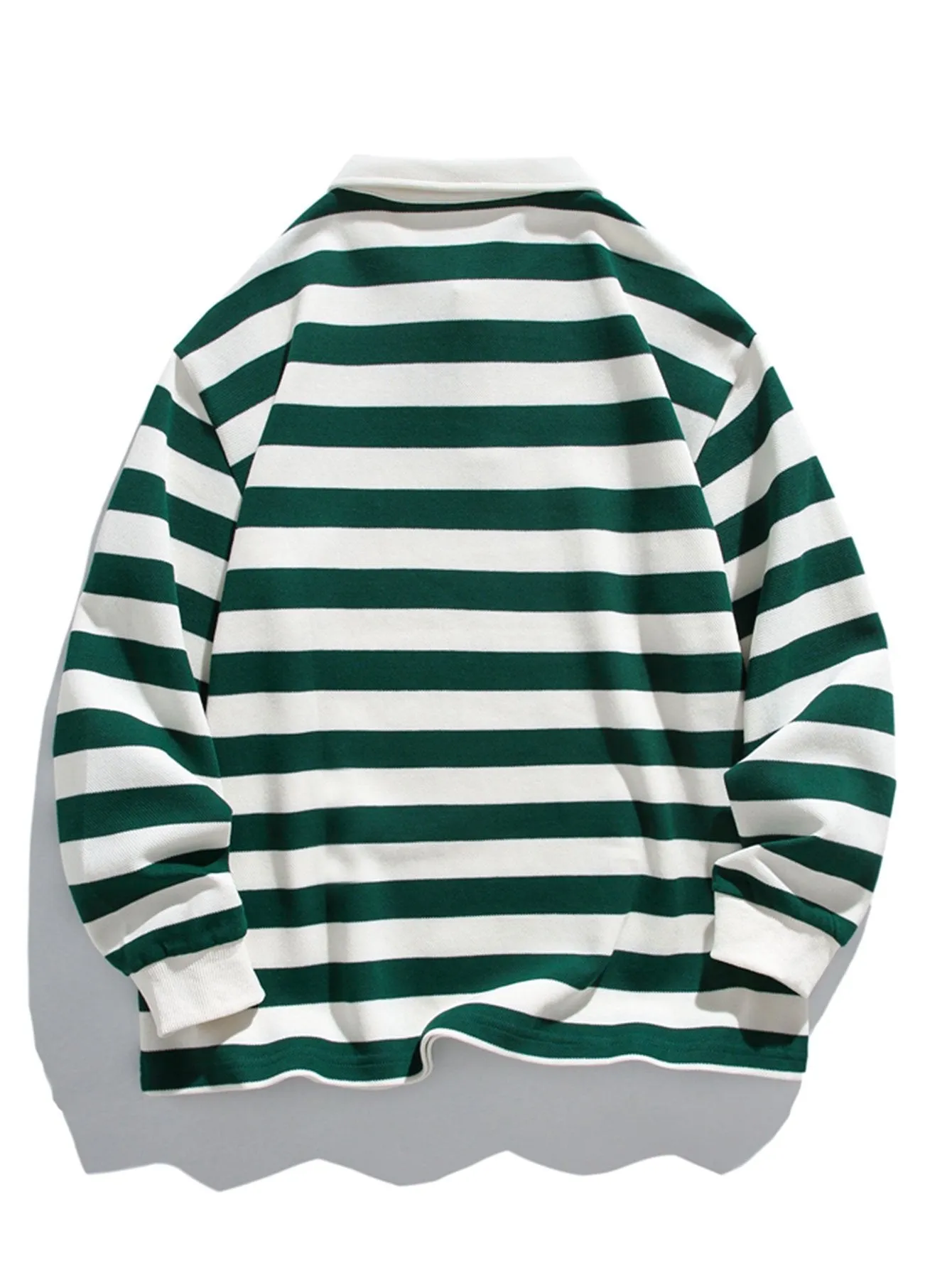 Relax Fit Waffle Striped Polo Sweatshirt sold by Hoooyi product image thumbnail 2