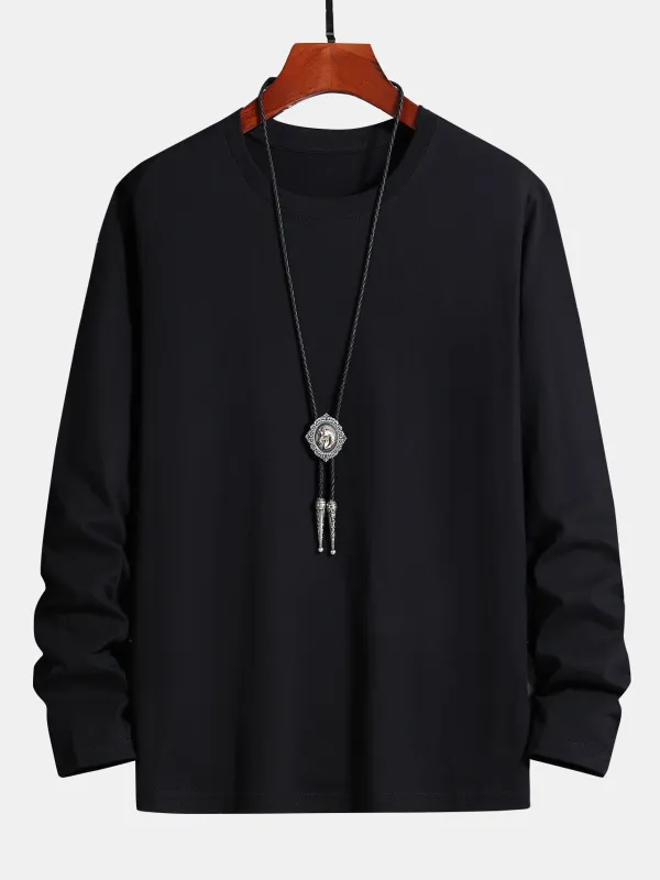 Basic Long Sleeve Cotton T-Shirt sold by Hoooyi