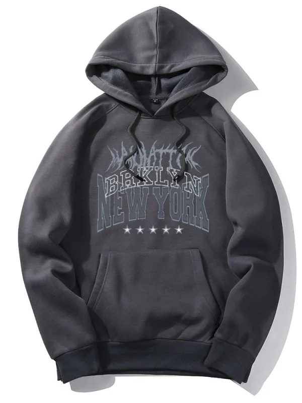New York Gothic Print Hoodie made by Hoooyi