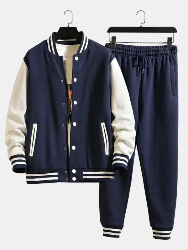 Contrast Baseball Jacket & Jogger Pants made by Hoooyi