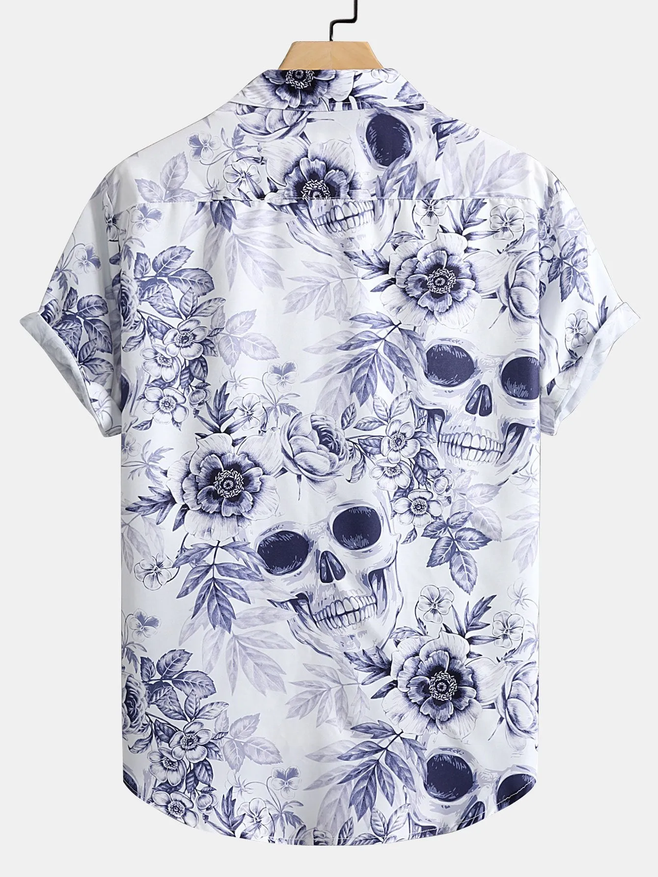Skull Floral Print Button Up Shirt sold by Hoooyi product image thumbnail 2