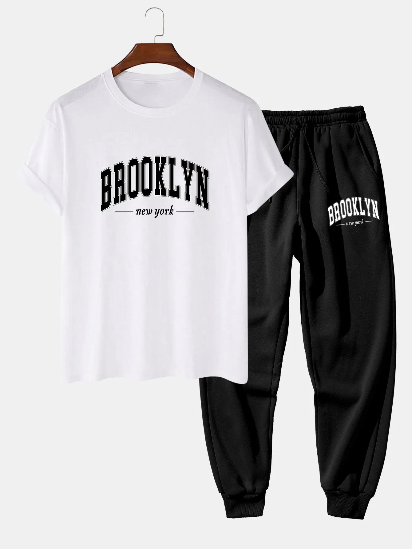 Brooklyn Print T-Shirt & Jogger Pants sold by Hoooyi
