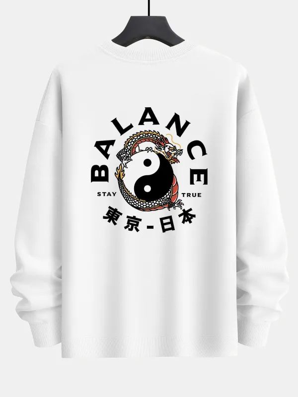 Dragon Slogan Back Print Relax Fit Sweatshirt sold by Hoooyi