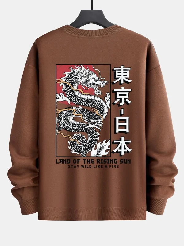 Tokyo Dragon Back Print Relax Fit Sweatshirt made by Hoooyi