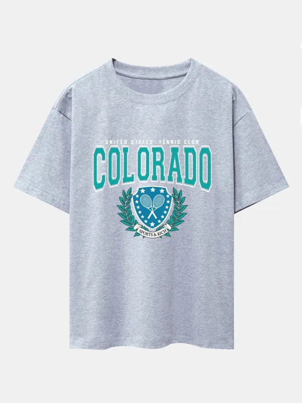 Colorado Tennis Print Heavy Weight Oversize T-Shirt sold by Hoooyi