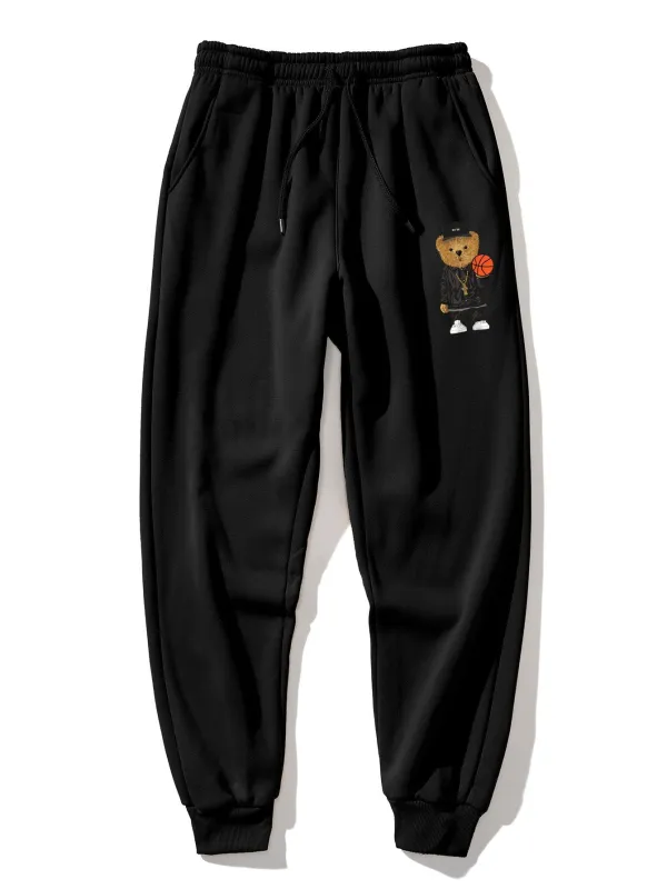 Basketball Bear Print Jogger Pants sold by Hoooyi