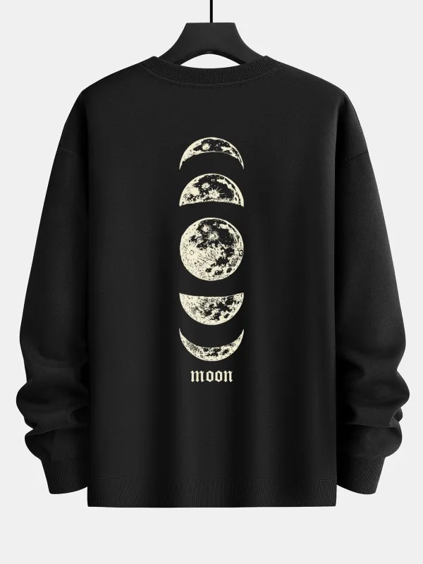 Moon Back Print Relax Fit Sweatshirt made by Hoooyi