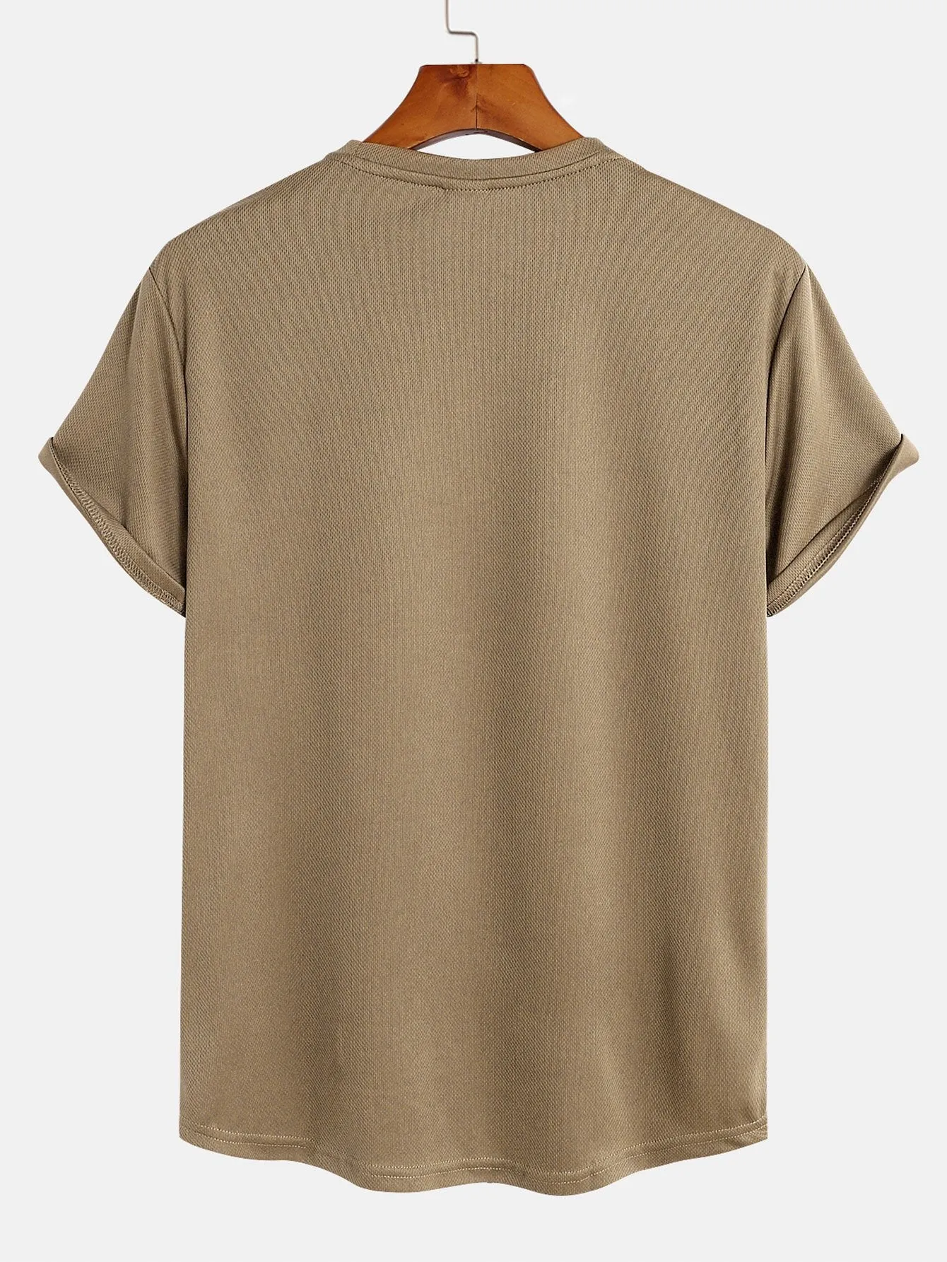 Muscle Fit Arc Hem Mesh T-Shirt sold by Hoooyi product image thumbnail 2