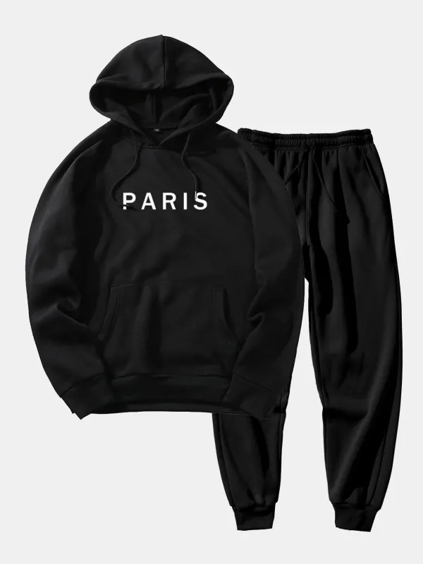Paris Print Raglan Hoodie & Jogger Pants sold by Hoooyi