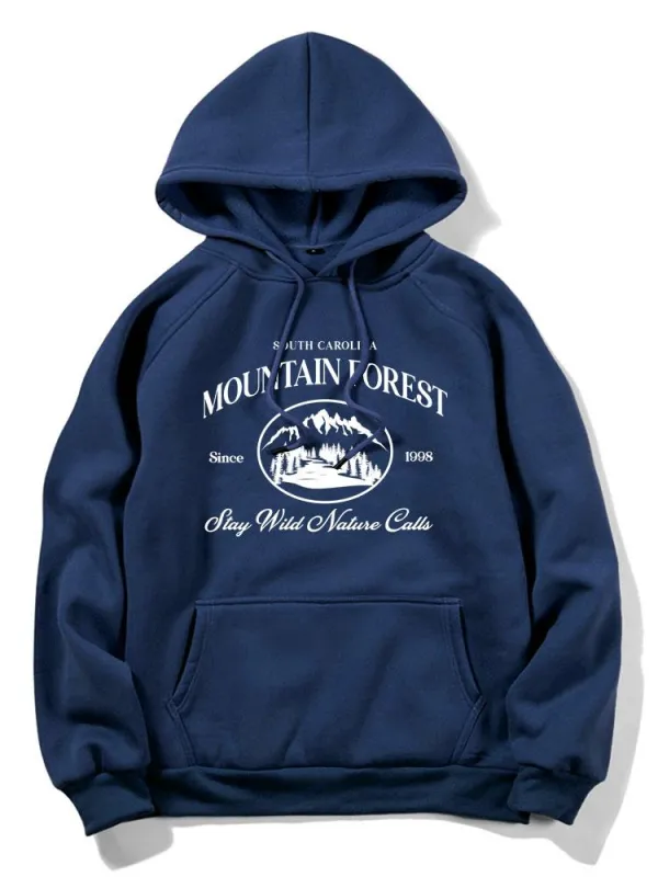 Mountain Slogan Print Hoodie made by Hoooyi
