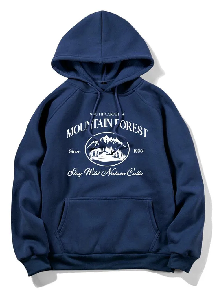 Mountain Slogan Print Hoodie sold by Hoooyi