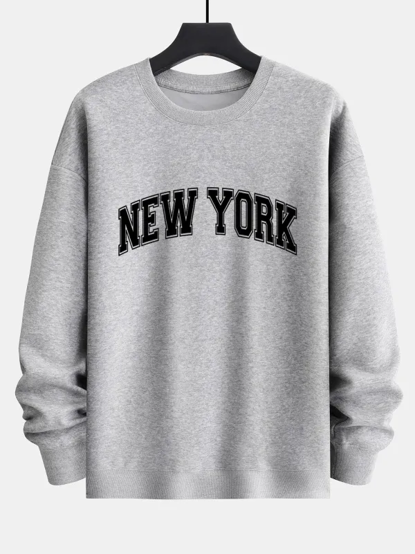 New York Print Relax Fit Sweatshirt made by Hoooyi