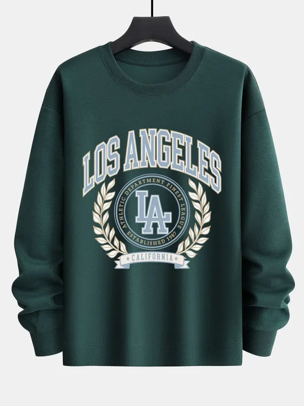 Los Angeles Varsity Print Relax Fit Sweatshirt sold by Hoooyi