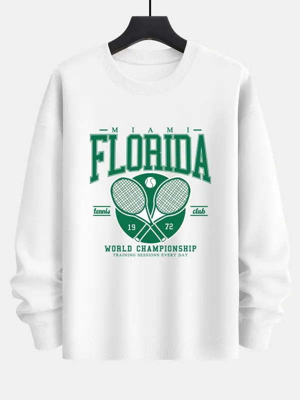 Florida Tennis Print Relax Fit Sweatshirt sold by Hoooyi