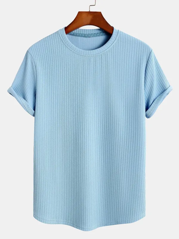 Muscle Fit Arc Hem Ribbed T-Shirt sold by Hoooyi