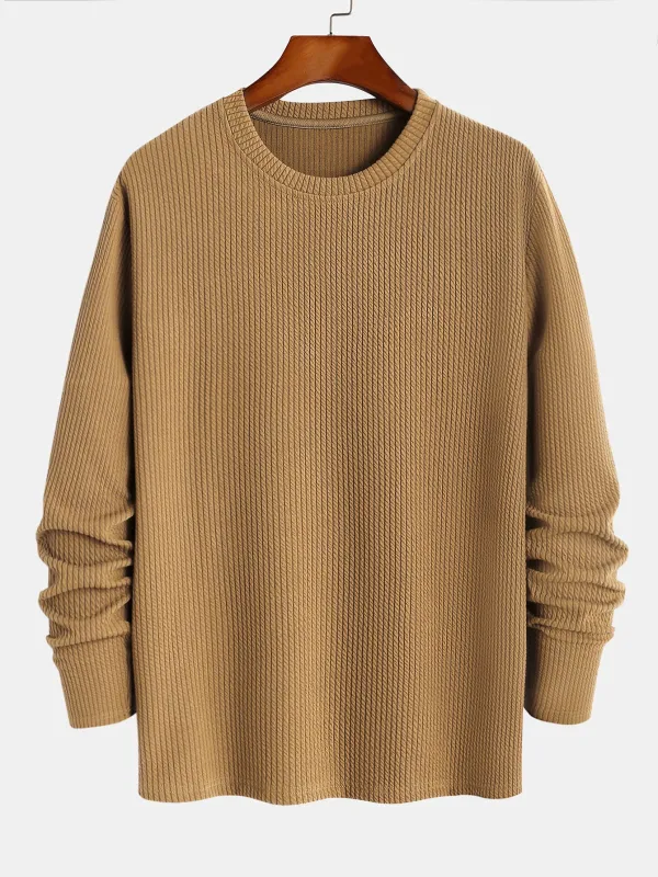 Long Sleeved Muscle Fit Ribbed T-Shirt sold by Hoooyi