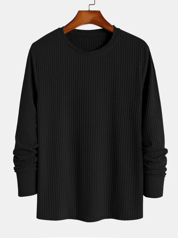 Muscle Fit Long Sleeved Ribbed T-Shirt sold by Hoooyi