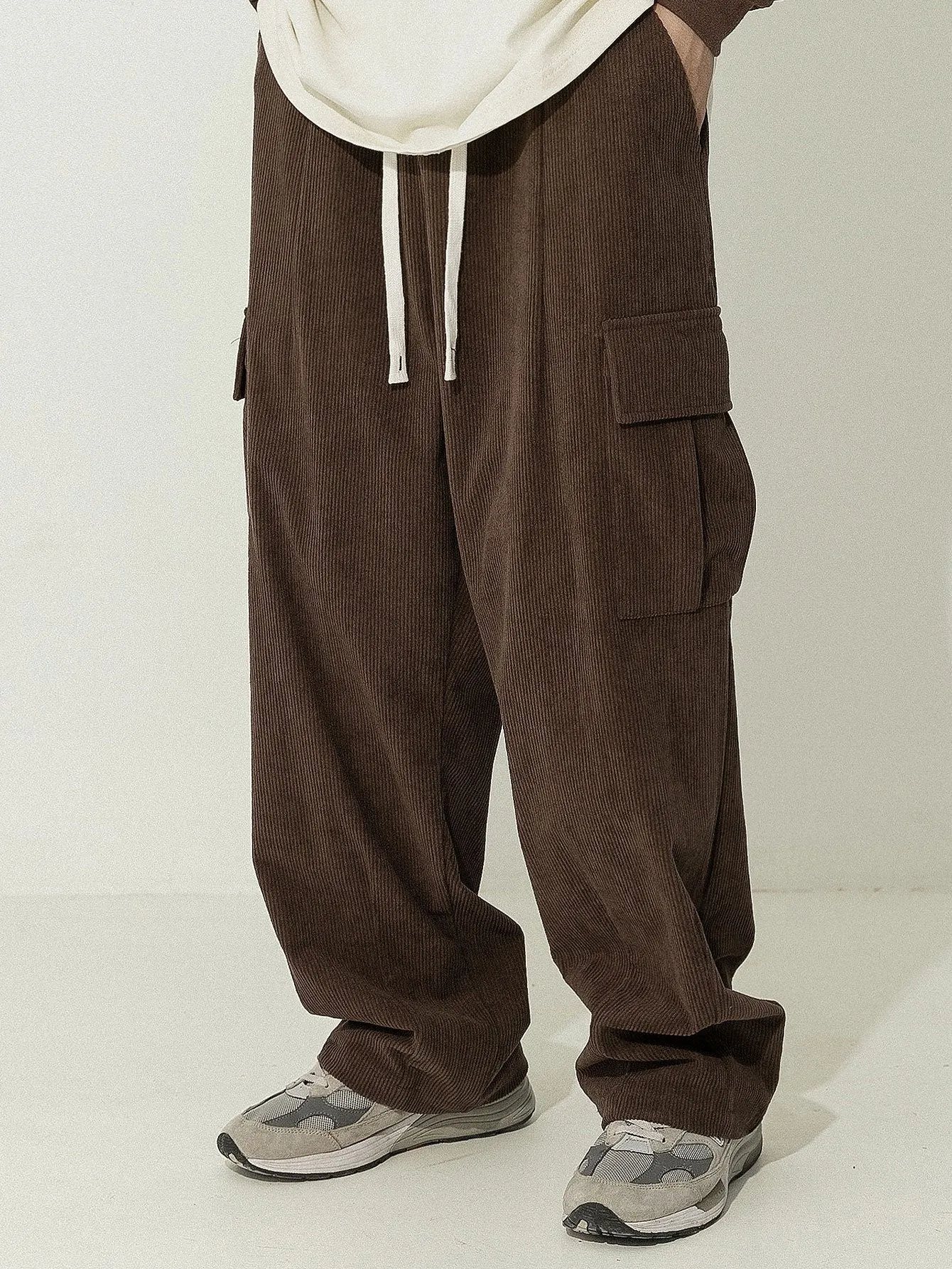 Loose Fit Corduroy Cargo Pants sold by Hoooyi