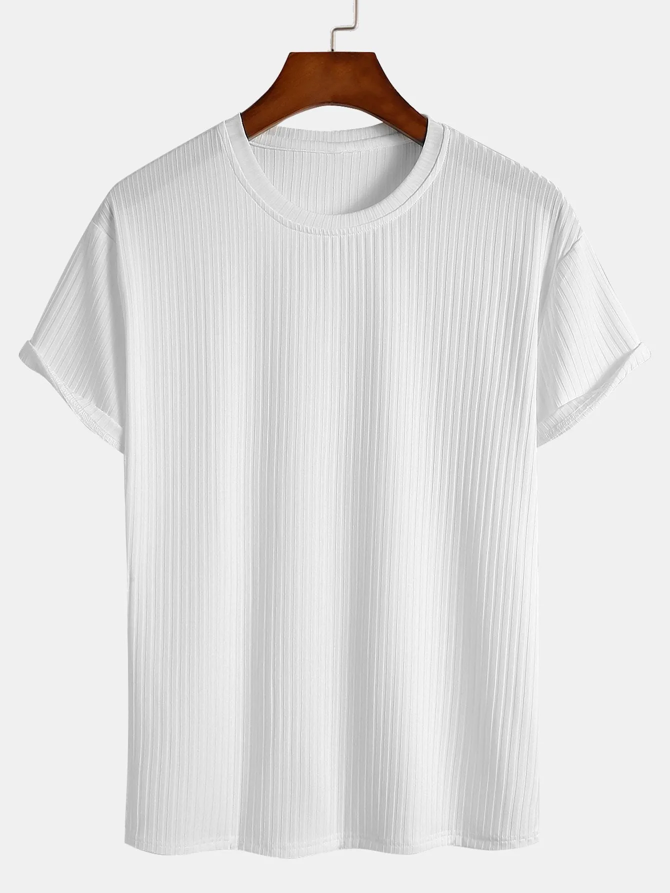 Basic Slim Fit Ribbed T-Shirt sold by Hoooyi product image thumbnail 2