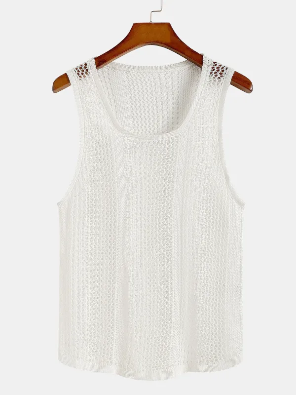 Textured Knit Sweater Tank Top sold by Hoooyi