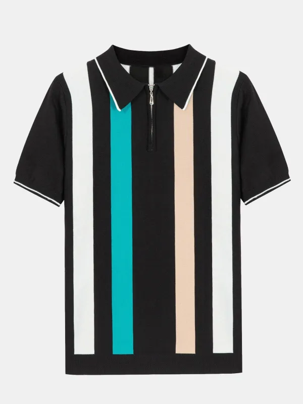 Striped Zip Sweater Polo sold by Hoooyi