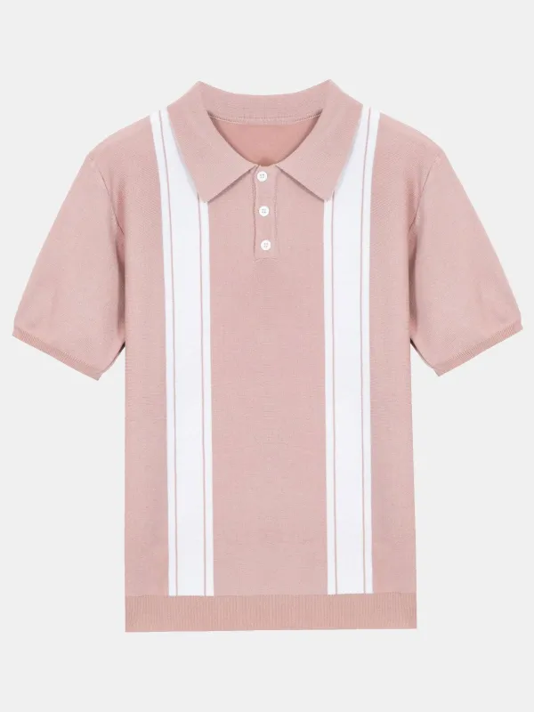 Striped Short Sleeve Sweater Polo sold by Hoooyi
