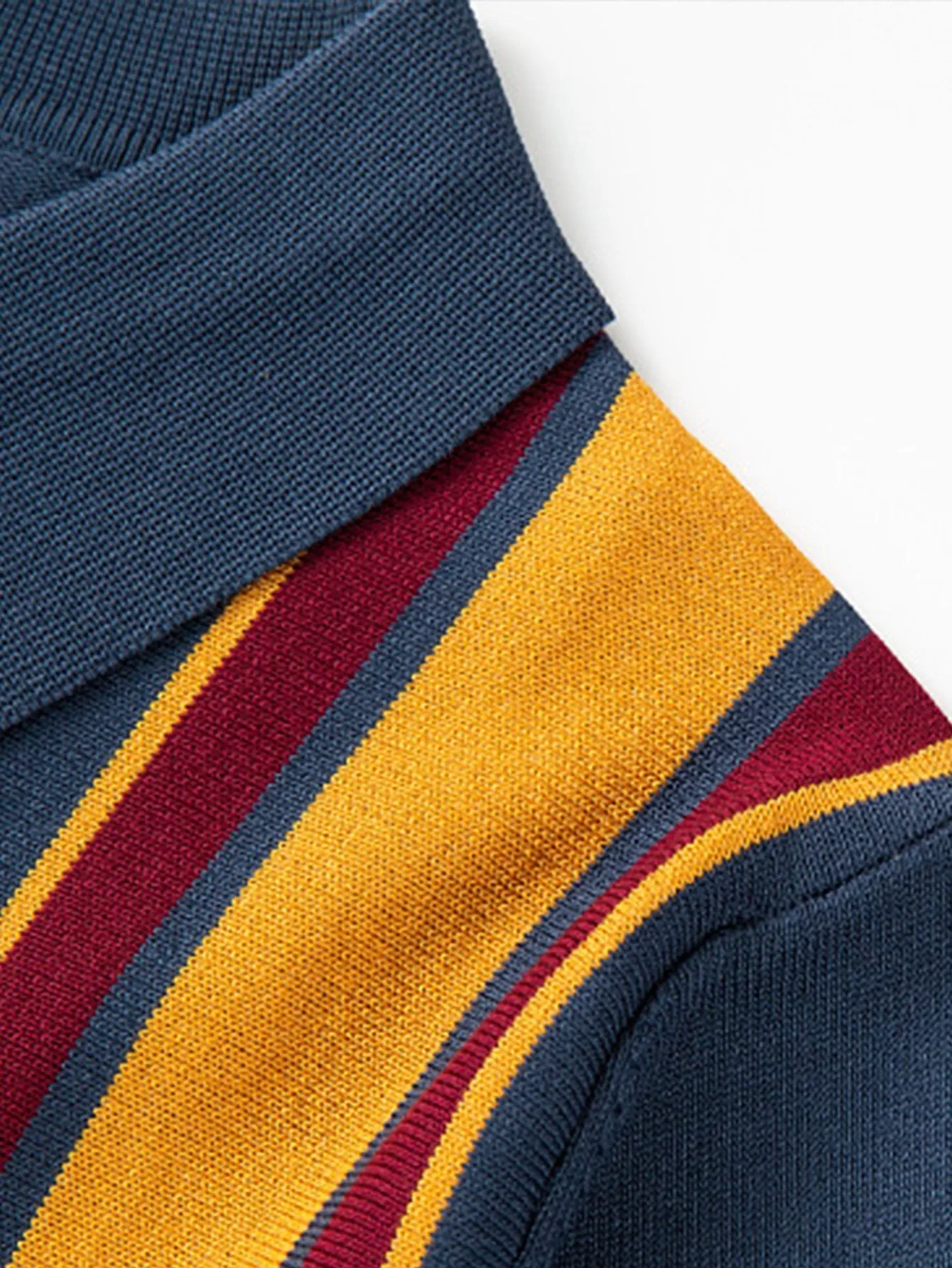 Short Sleeve Multi Stripe Button Up Sweater Polo sold by Hoooyi product image thumbnail 5