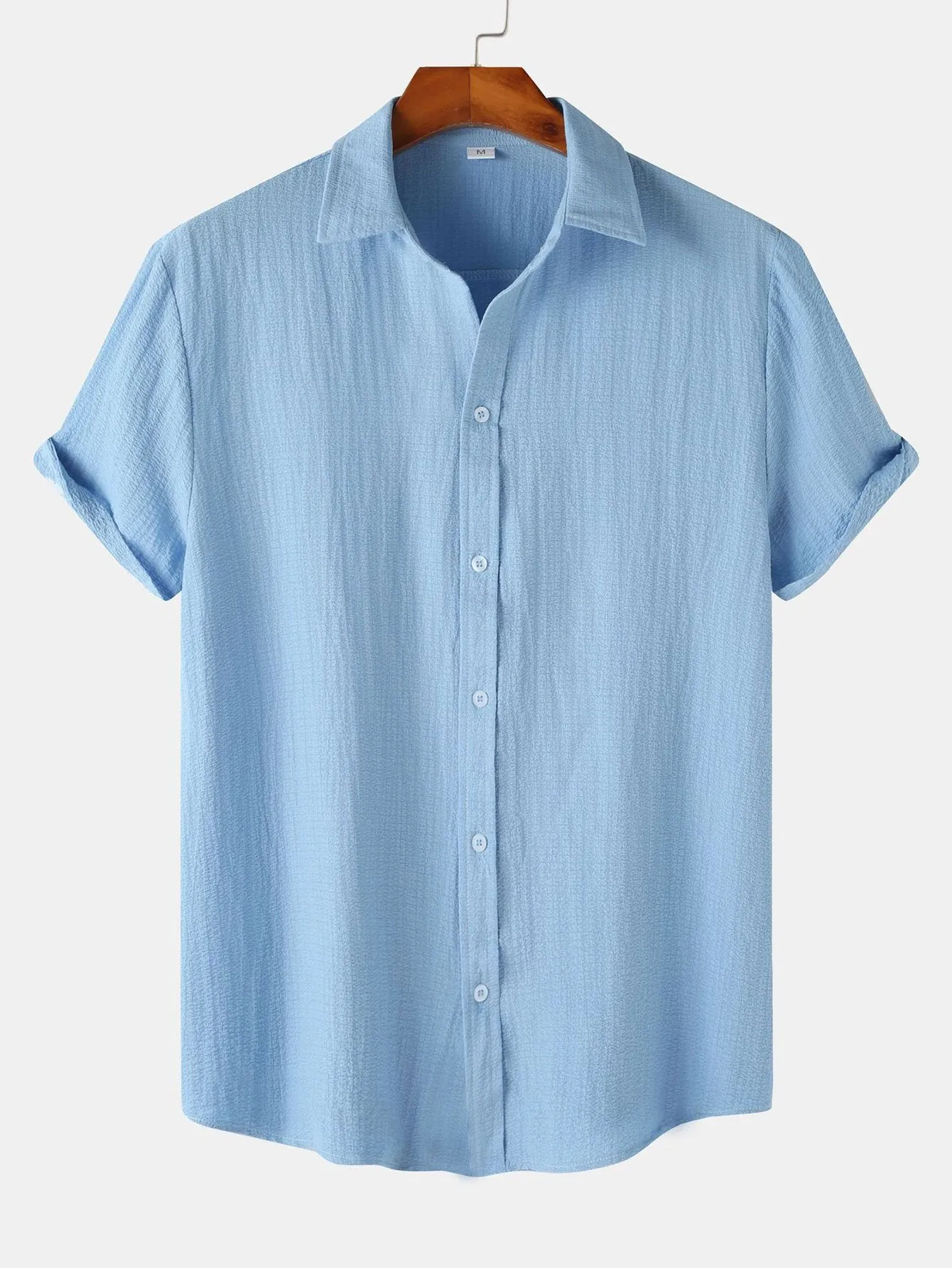 Textured Button Up Shirt sold by Hoooyi