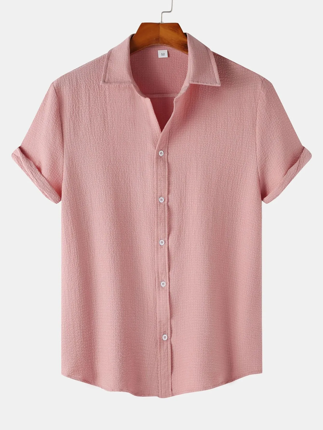Textured Button Up Shirt sold by Hoooyi product image thumbnail 4