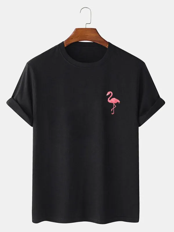 Flamingo Print T-Shirt sold by Hoooyi
