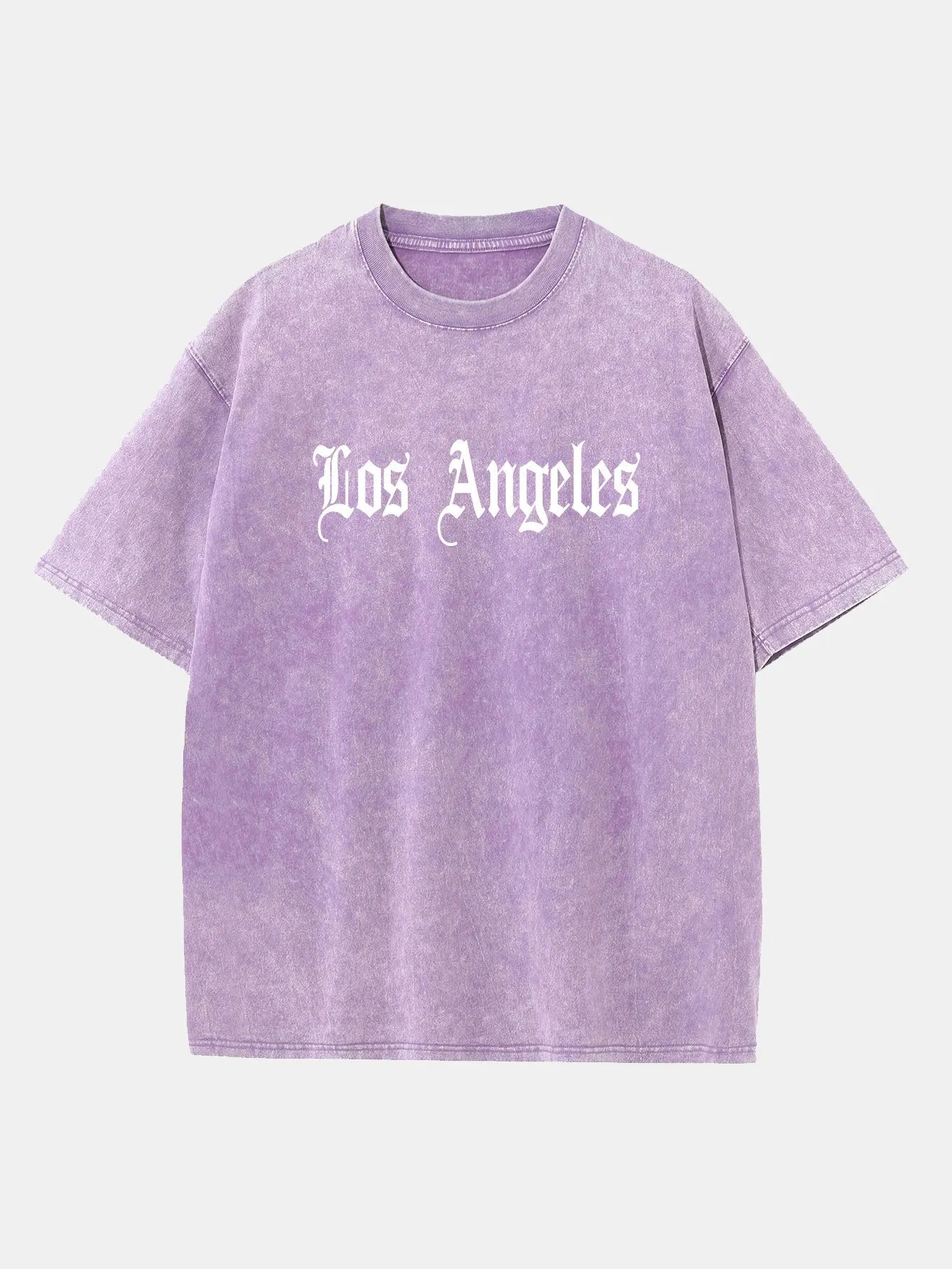 Los Angeles Gothic Print Washed Distressed Drop Shoulder T-Shirt sold by Hoooyi product image thumbnail 4
