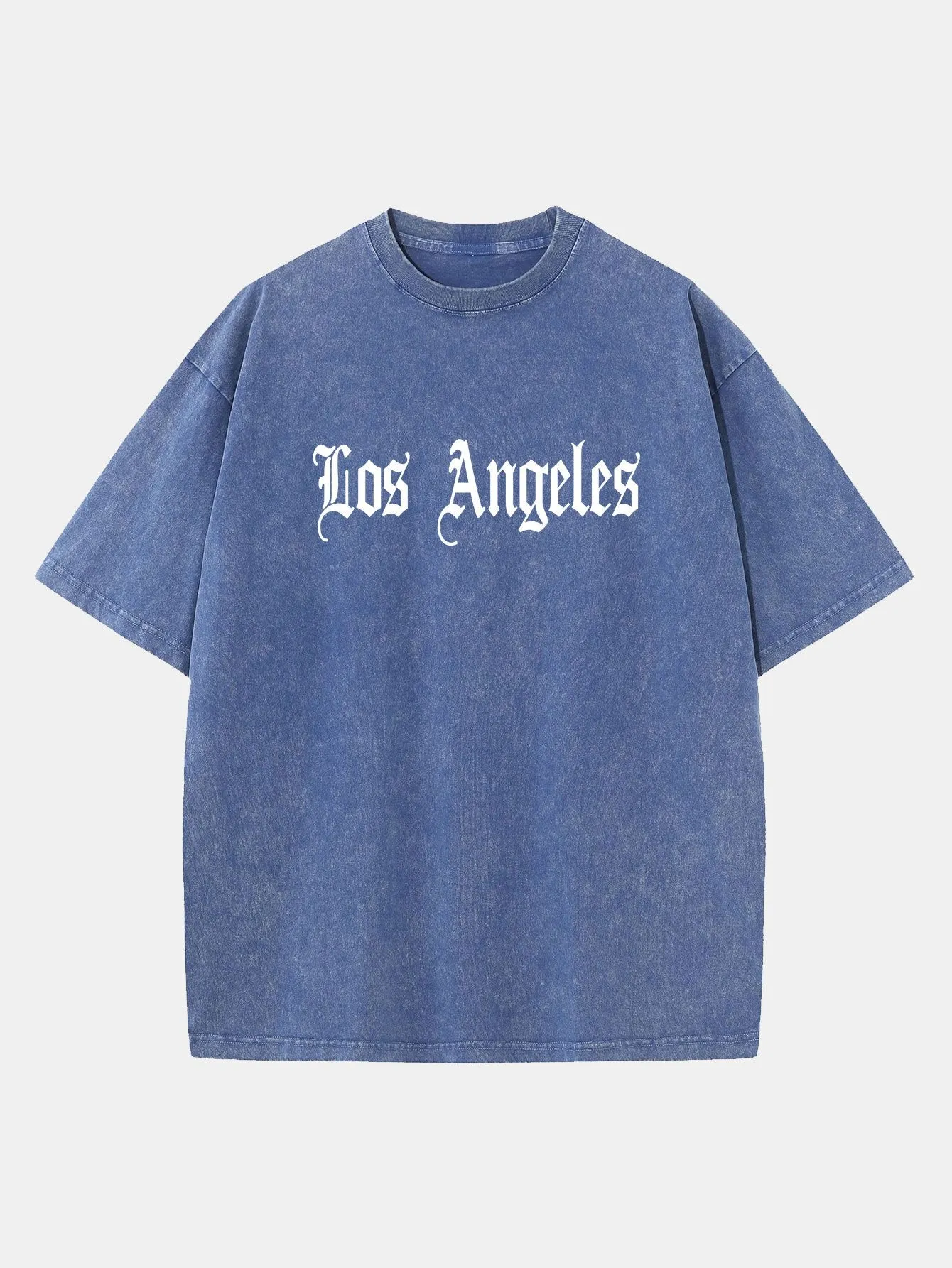 Los Angeles Gothic Print Washed Distressed Drop Shoulder T-Shirt sold by Hoooyi product image thumbnail 5