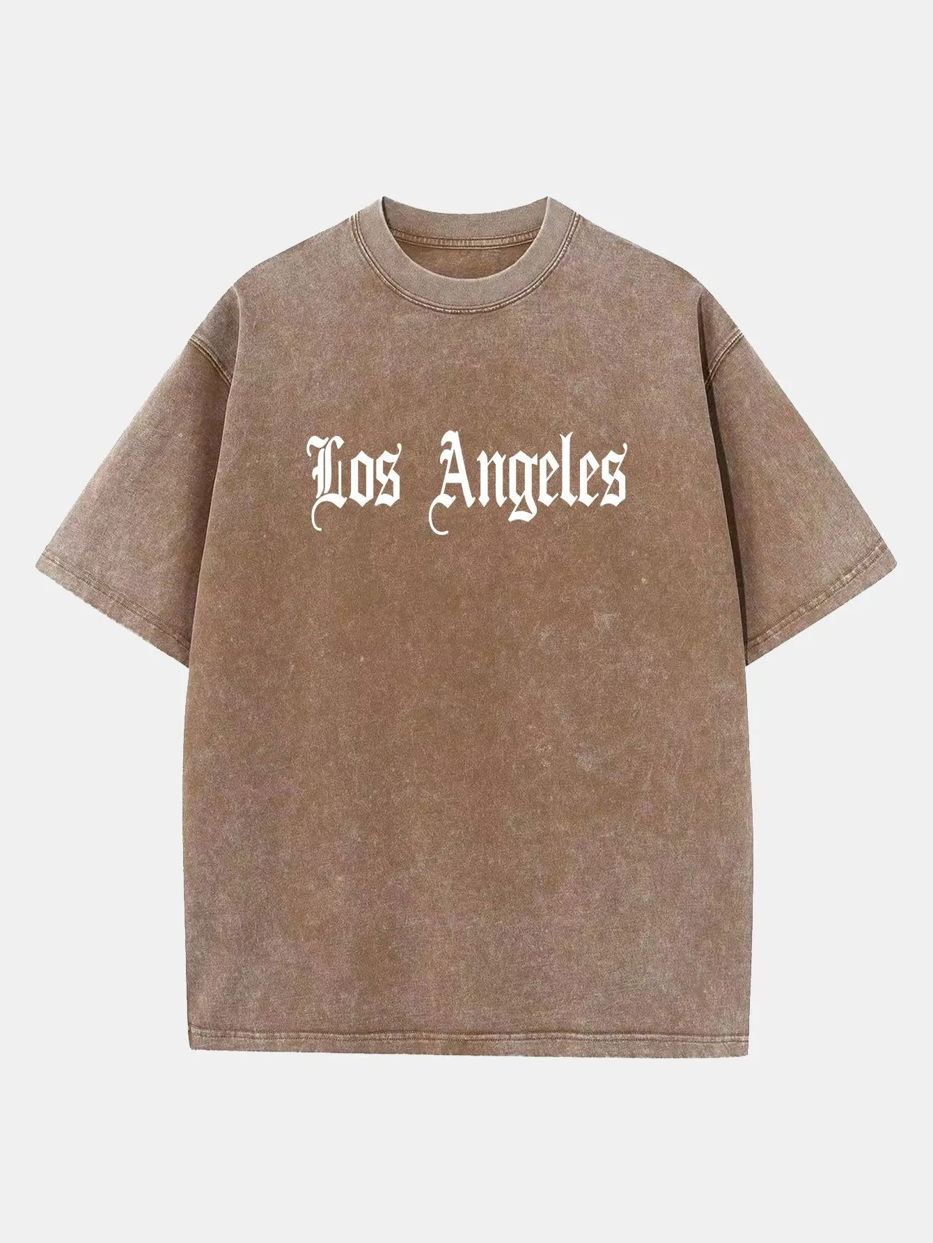 Los Angeles Gothic Print Washed Distressed Drop Shoulder T-Shirt sold by Hoooyi product image thumbnail 3