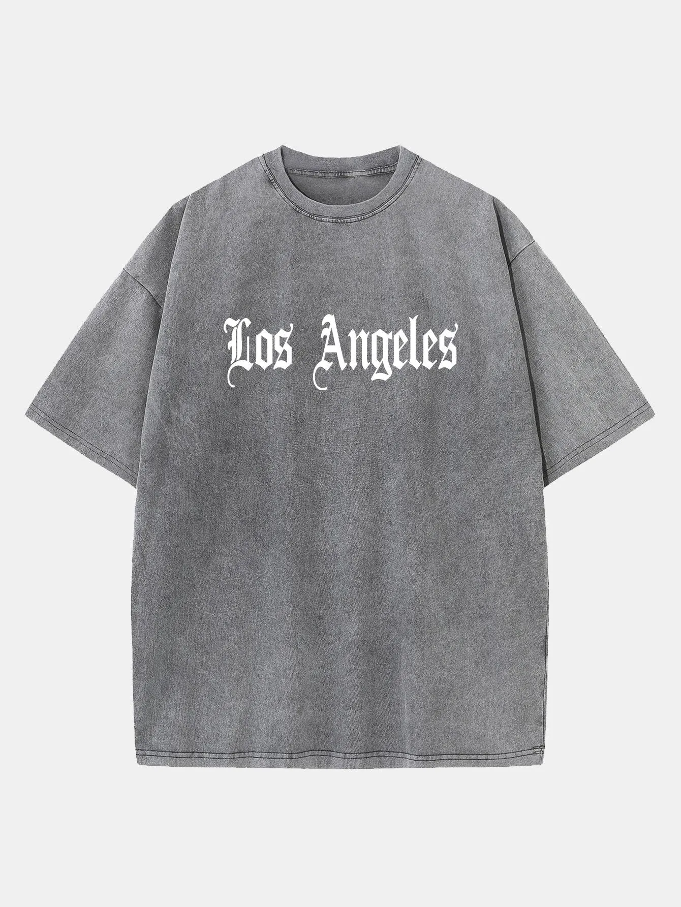Los Angeles Gothic Print Washed Distressed Drop Shoulder T-Shirt sold by Hoooyi product image thumbnail 2