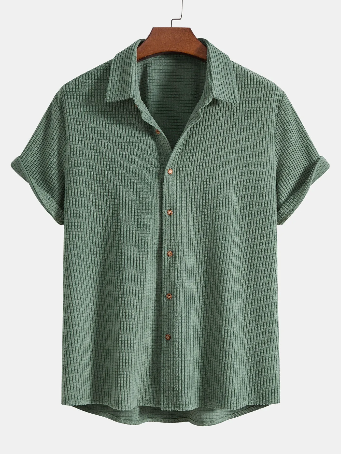 Waffle Button Up Shirt sold by Hoooyi product image thumbnail 3