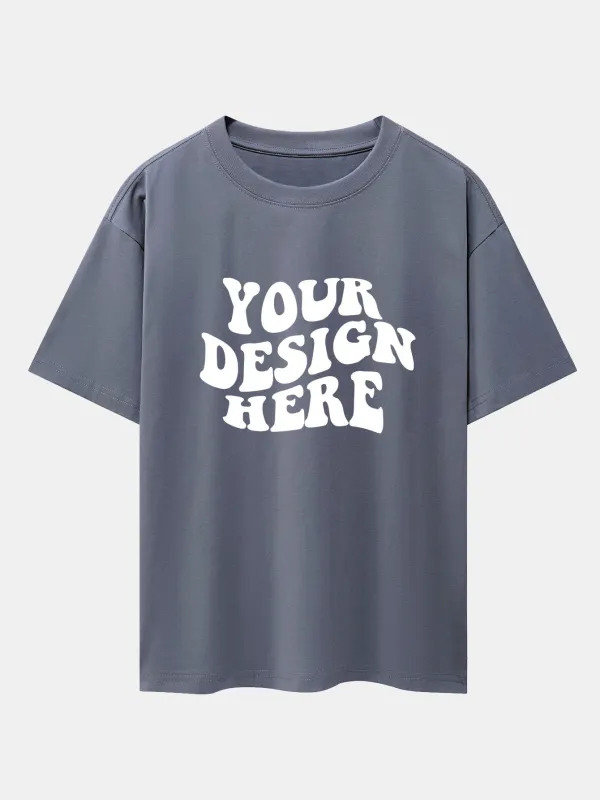 Your Design Here Print Drop Shoulder Oversize T-Shirt sold by Hoooyi