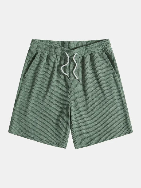 Waffle Drawstring Shorts sold by Hoooyi