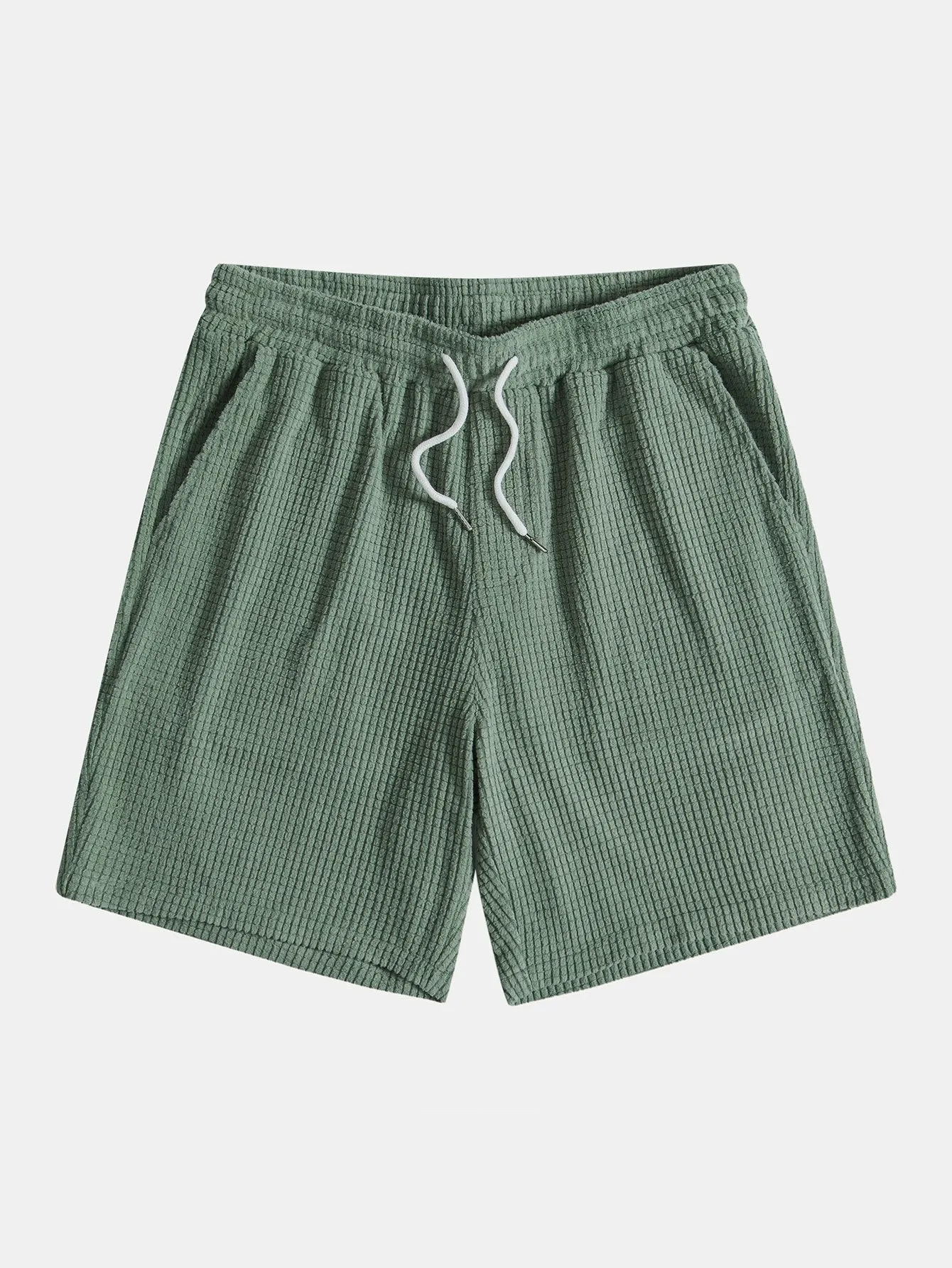 Waffle Drawstring Shorts sold by Hoooyi