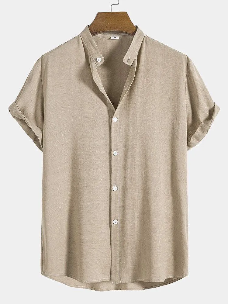Stand Collar Shirts #This item will shrink after washing, so we highly recommend choosing one size up# sold by Hoooyi